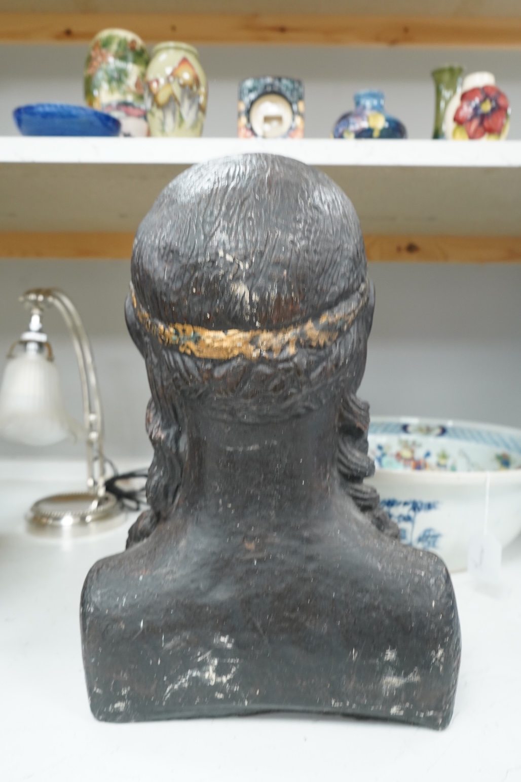 A composition bust of a bearded Greek gentleman, 45cm high
